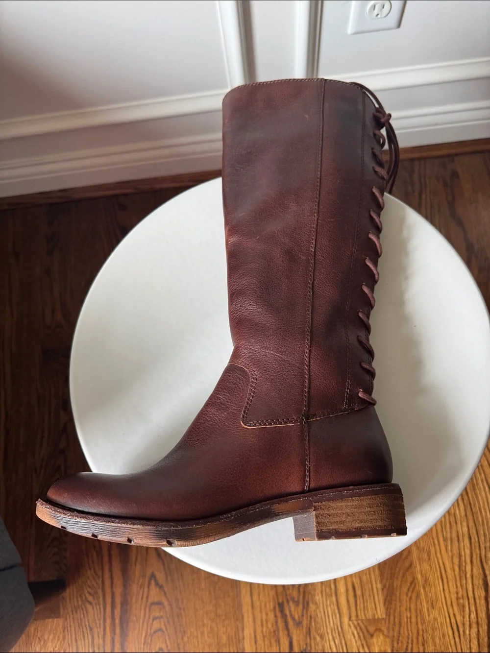 Brown/Tan Leather Knee-High Boots Size 6.5